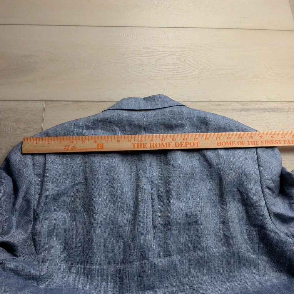 Tailorbyrd Collection 100%‎ Linen Blazer Sport Coat Mens 50R Blue Herringbone